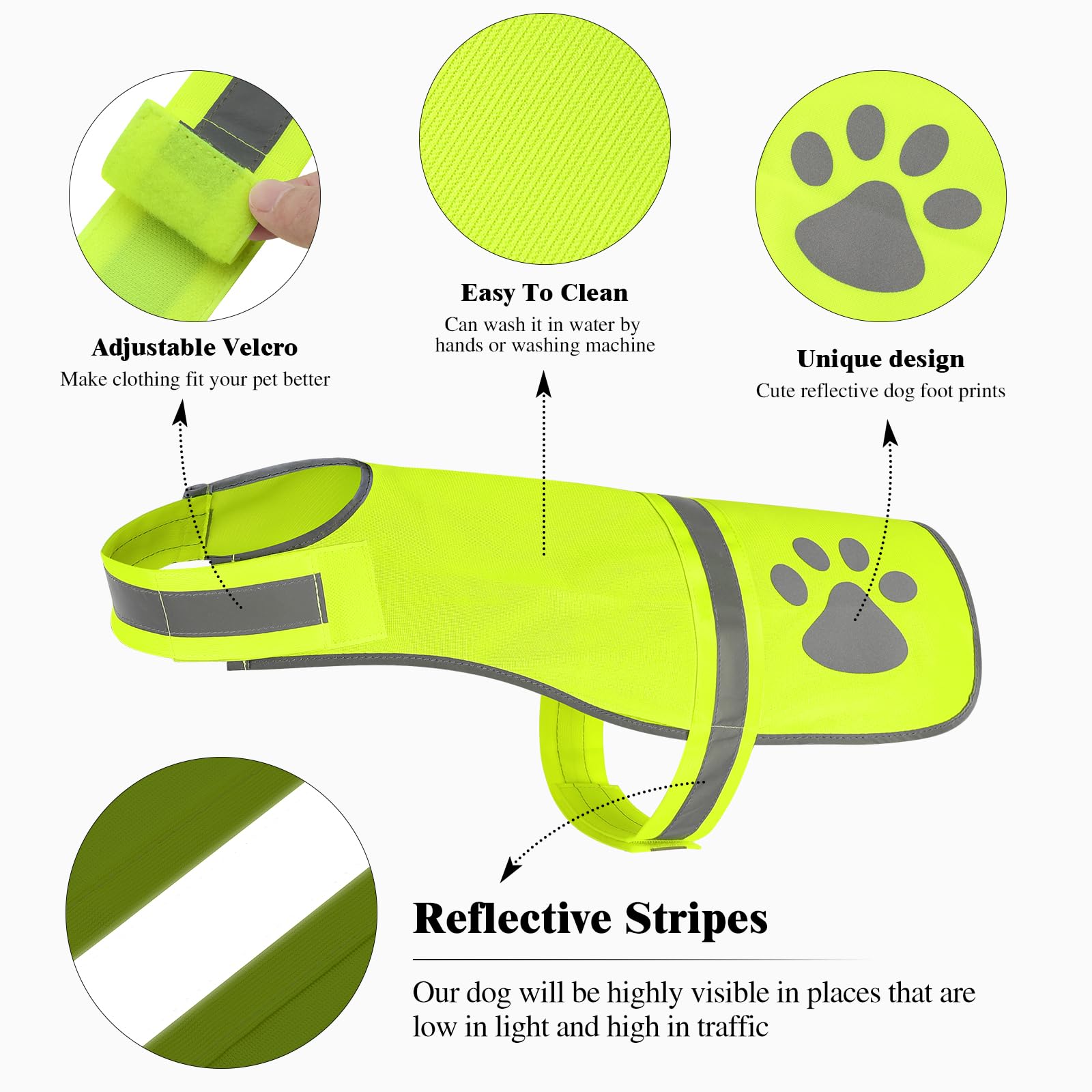 Candofly Reflective Dog Vest, High Visibility Safety Pet Hunting Vest Lightweight Dog Jacket For Night Walking Camping (Neon Gre